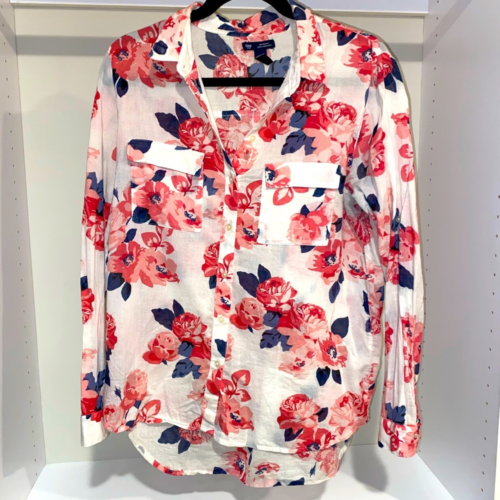 Gap Boyfriend Fit Floral Blouse